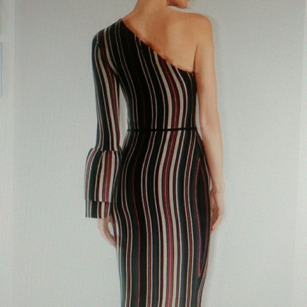 **SOLD**   One-Shoulder Striped Dress - Picture 2 of 8